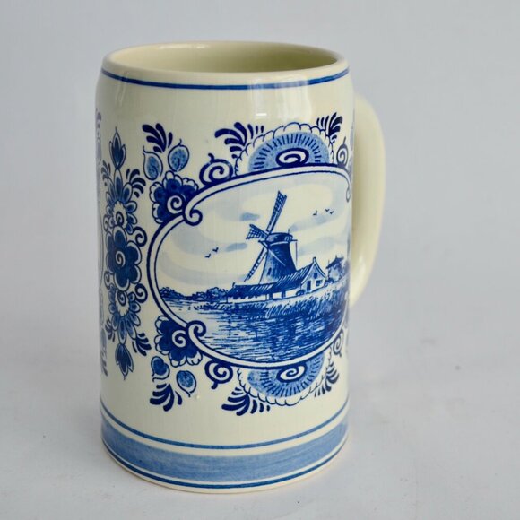 Delft Blue Handpainted Holland Beer Mug Vintage - Picture 5 of 8